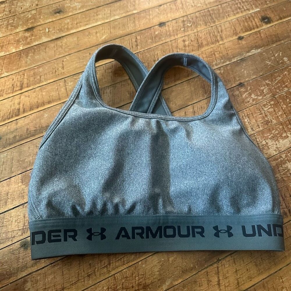 Under Armour gray strappy high impact S sporty bra